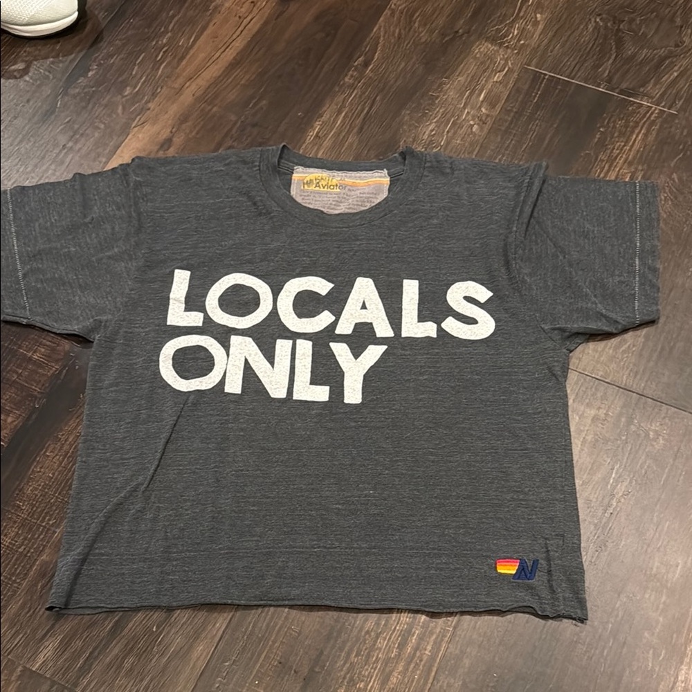 Aviator Nation Charcoal 'Locals Only' Tee. Size Medium.